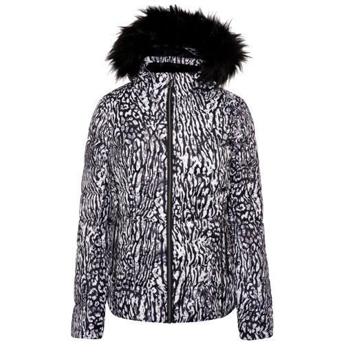 Dare 2b Swarovski Embellished Glamorize II Waterproof Ski Jacket for Women 10 Black White Wild Thing Print